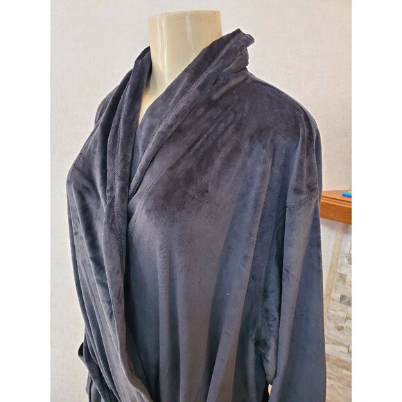 ARABELLA SUPER SOFT VELOURS BLACK BATHROBE Size 2X # 175 - Picture 3 of 10